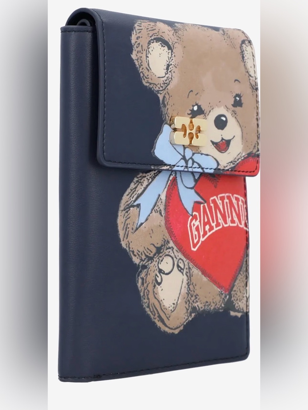 GANNI Teddy Recycled Leather Foldable Card Holder Wallet BNWT